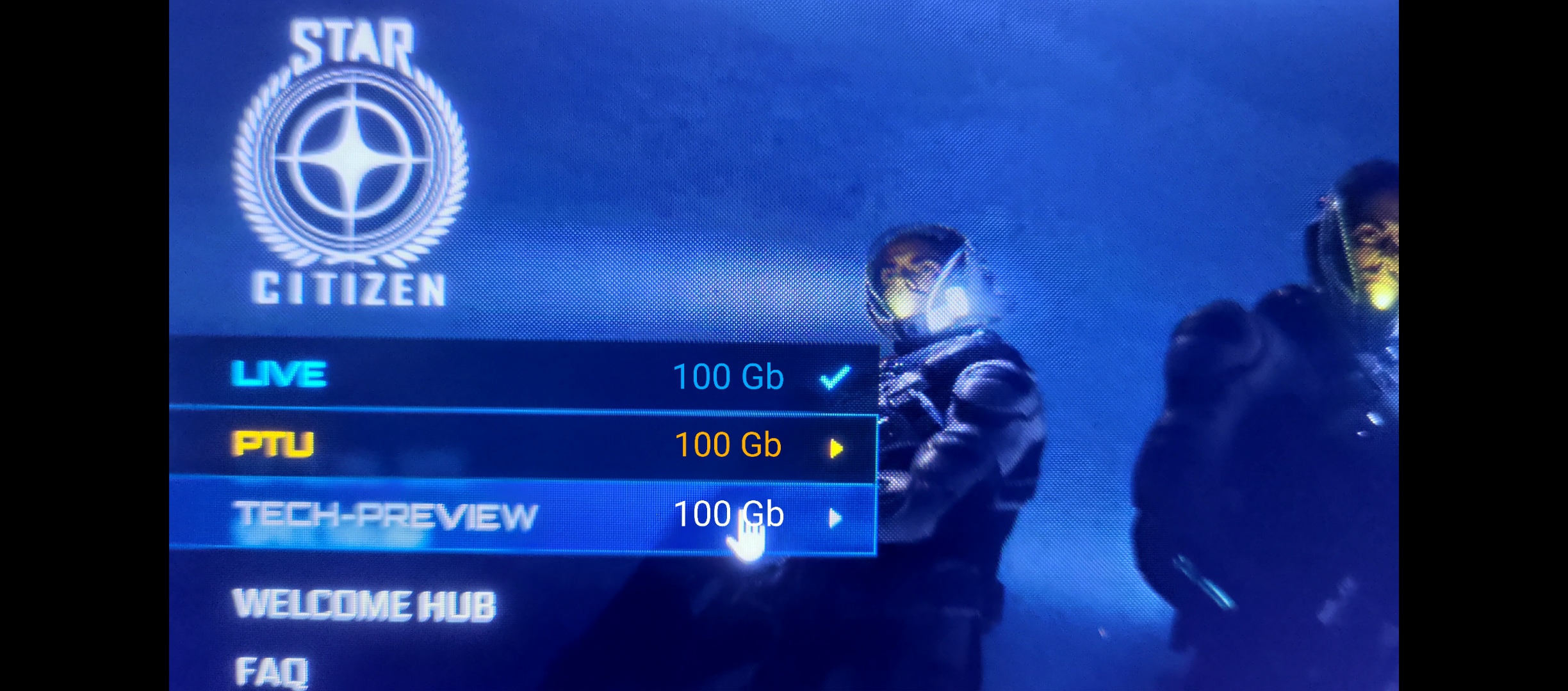 Visible required disk space in launcher star citizen spectrum