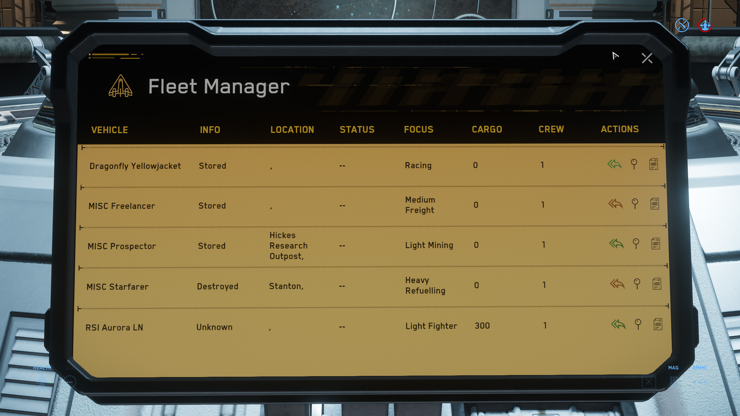 Display ship spawn availability on ASOP terminal Star Citizen Spectrum