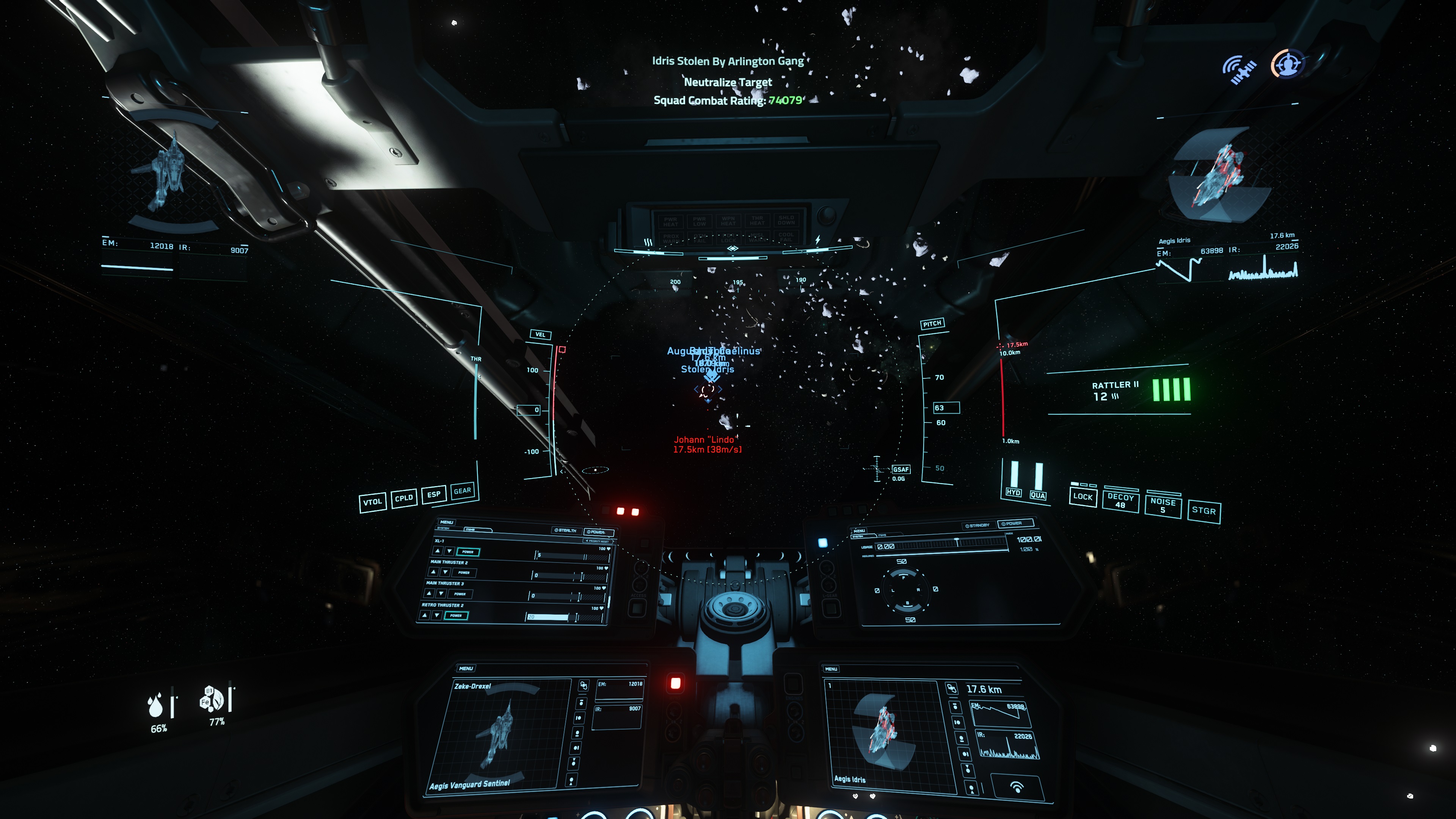Inhelmet self & target status MFD display Star Citizen Spectrum